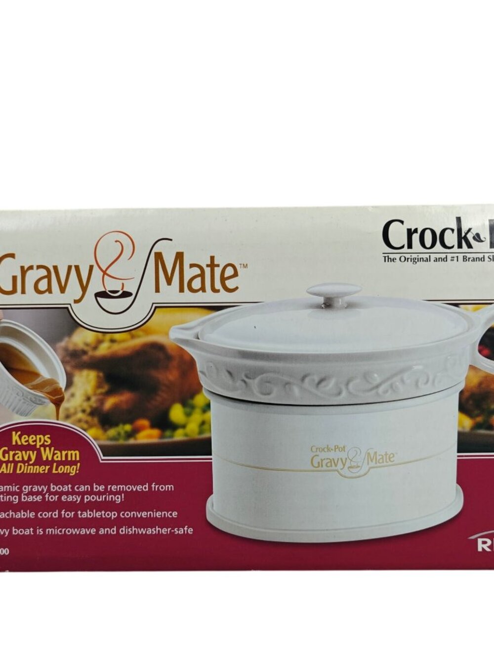 Rival Crock-Pot Gravy Mate Ceramic Warmer White Scroll Design New In Box